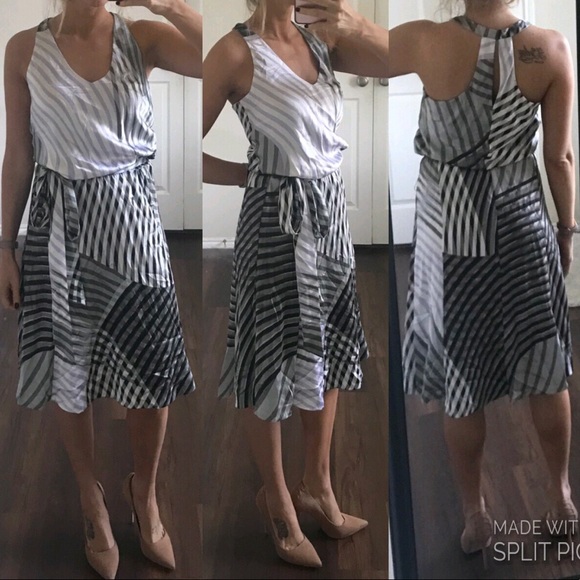 Kenneth Cole Dresses & Skirts - Kenneth Cole 100% silk gray white black dress